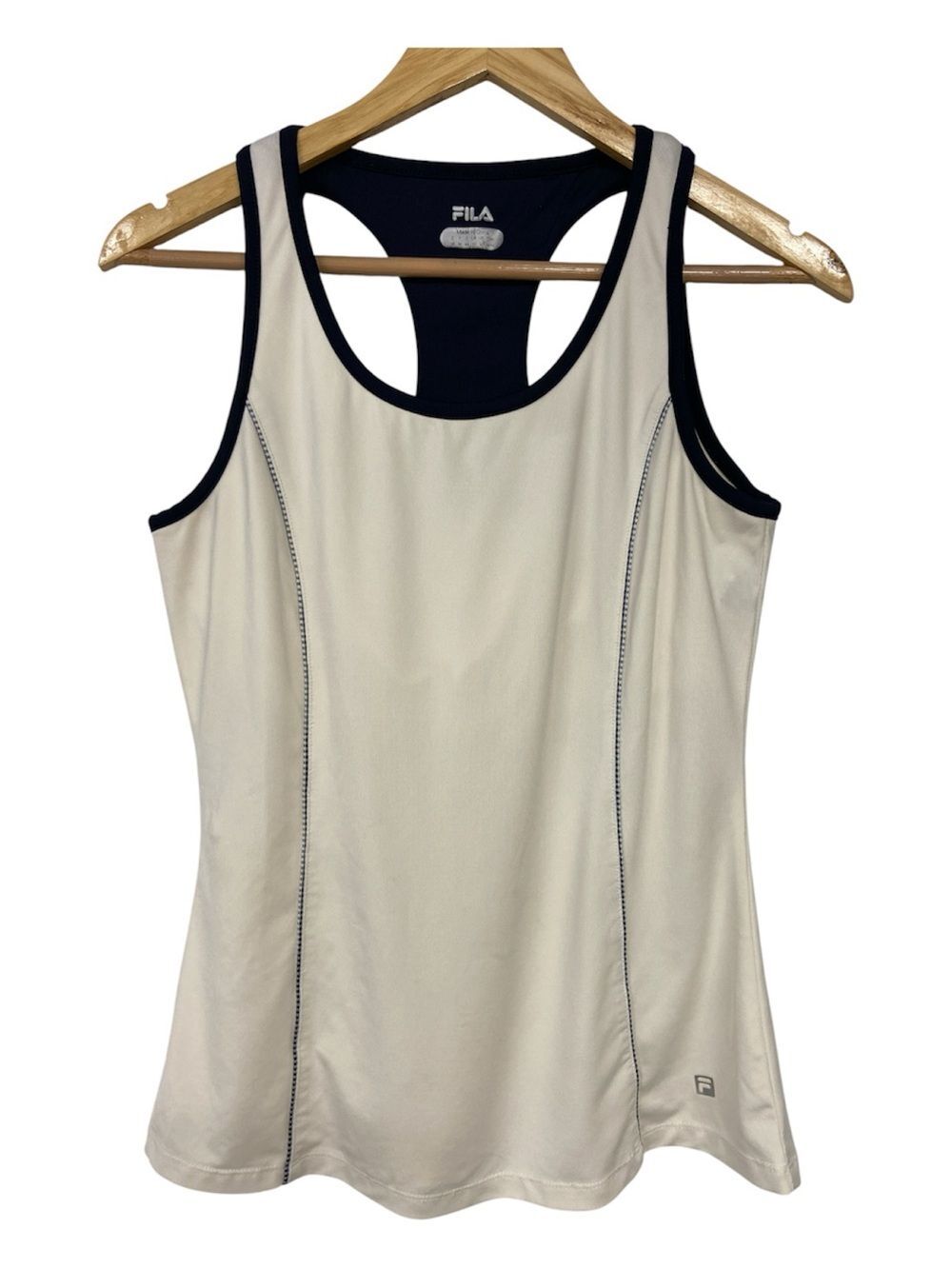 FILA Cream and Black Racerback Performance Tank Size M